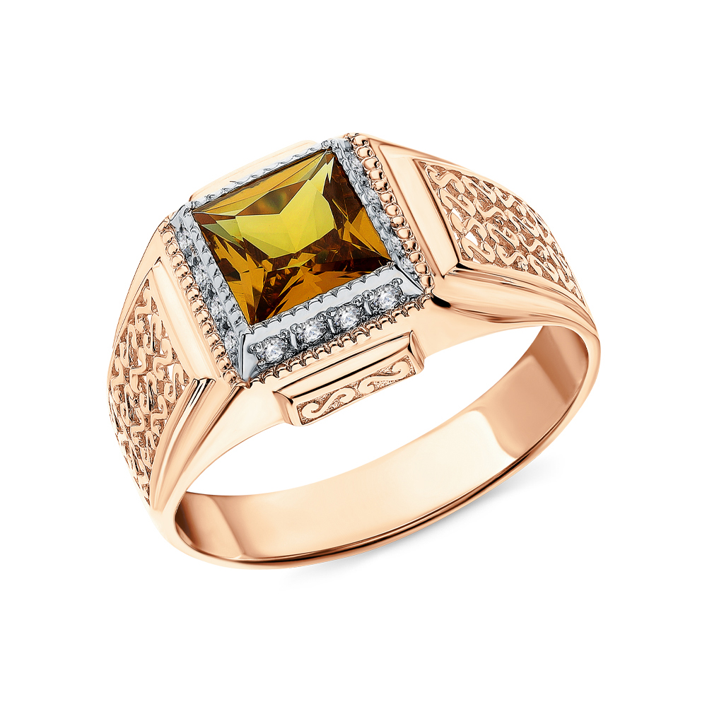 Золотое кольцо с фианитами и султанитами в Краснодаре