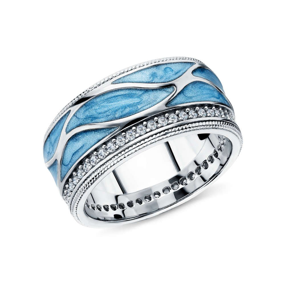 Фото «Серебряное кольцо с эмалью и фианитами»
