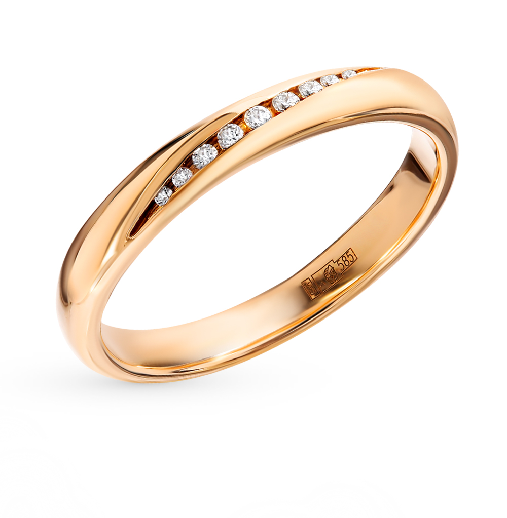 Золотое обручальное кольцо с фианитами в Ростовe-на-Дону
