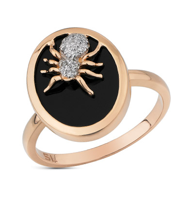 Золотое кольцо с ониксом и бриллиантами в Новосибирске