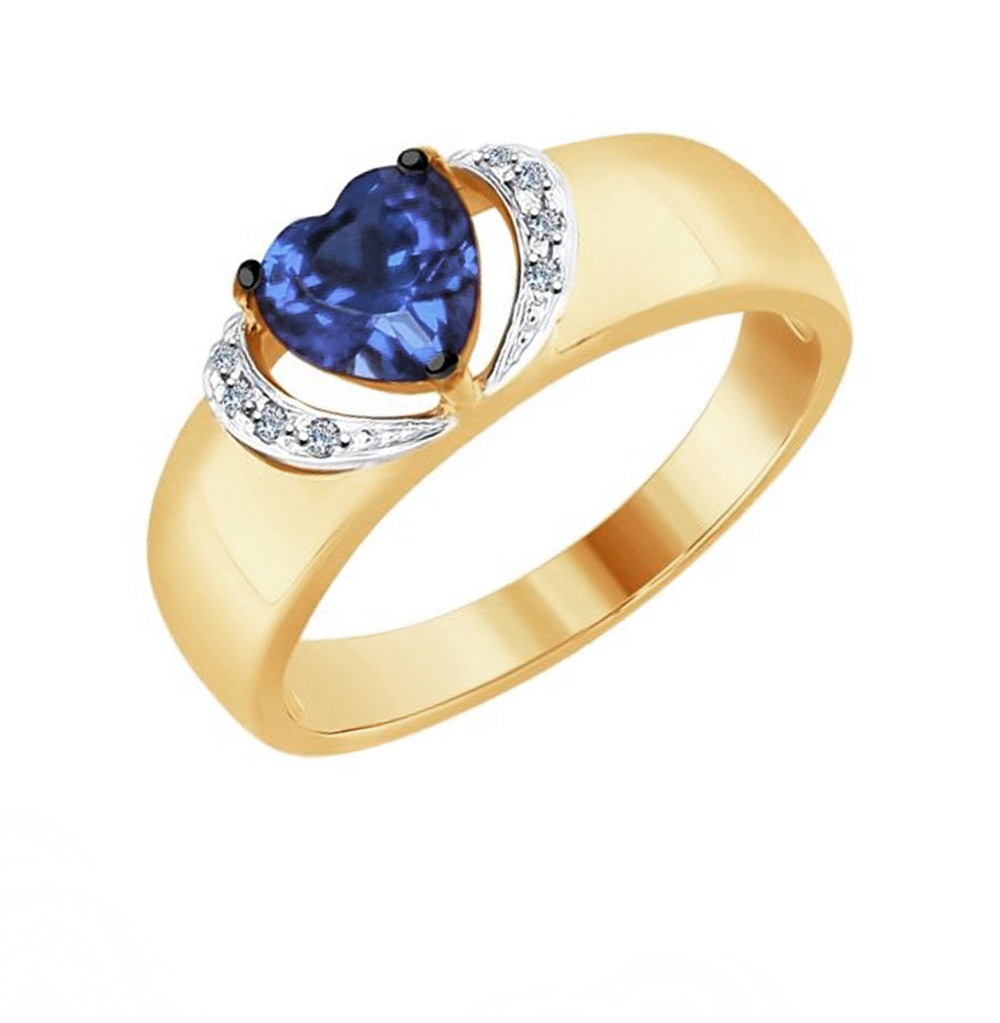 Фото «Золотое кольцо с корундом и бриллиантами SOKOLOV 6012108»