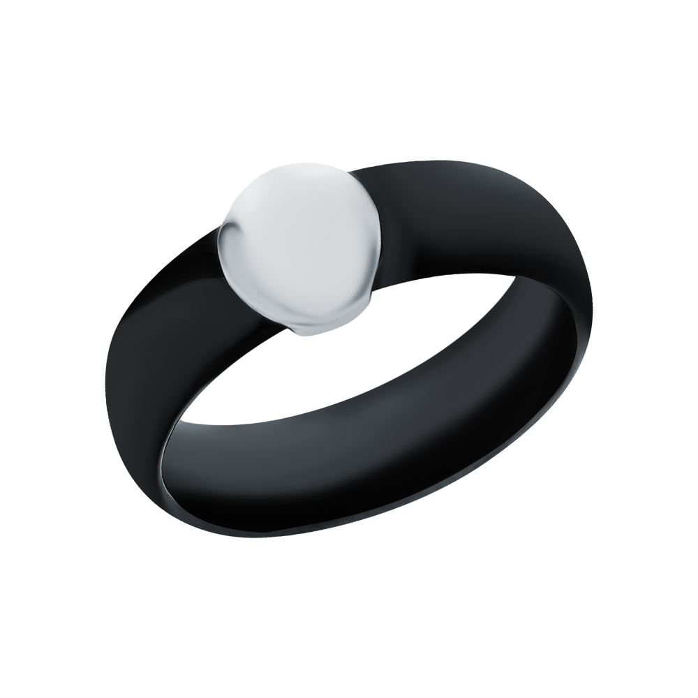Керамическое кольцо с серебряной вставкой в Самаре