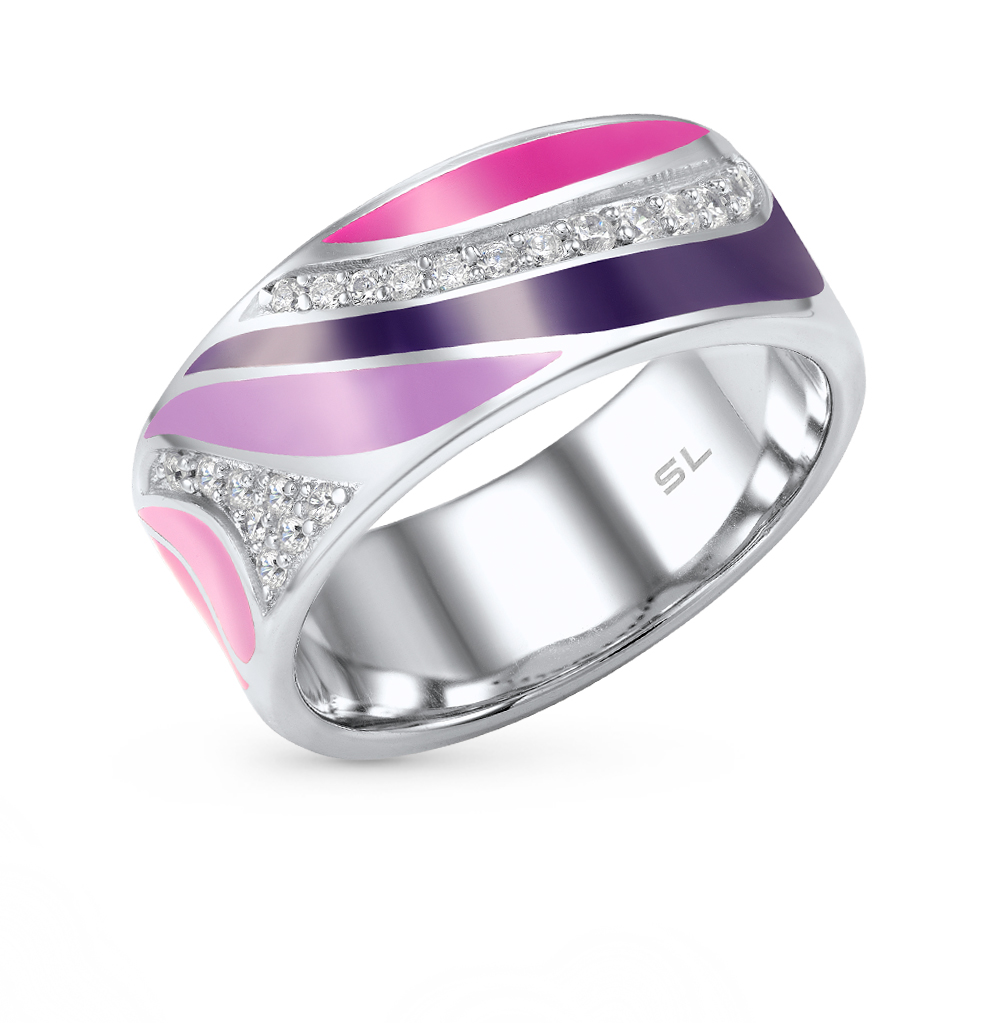 Серебряное кольцо с эмалью и фианитами в Самаре