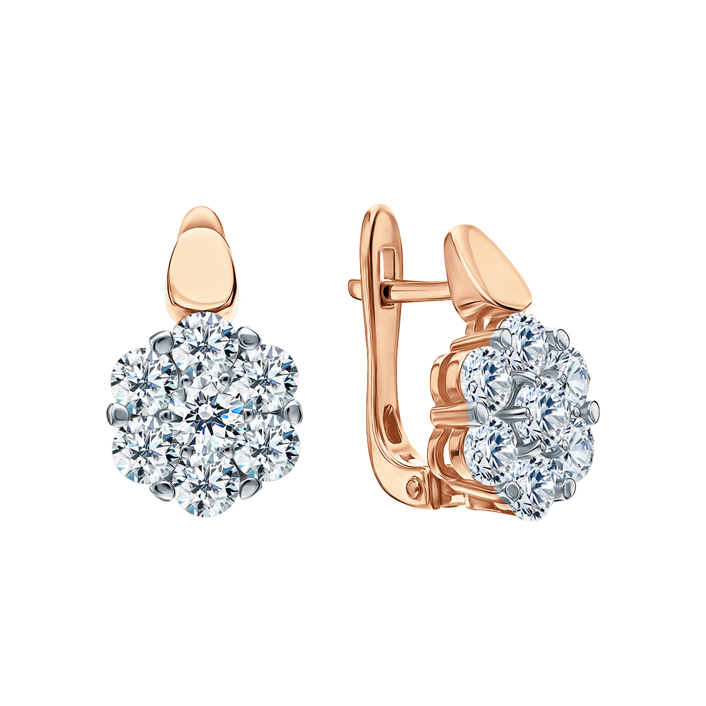 Золотые серьги с фианитами swarovski МОСКОВСКИЙ ЦЕПЕВЯЗАЛЬНЫЙ ЗАВОД ...