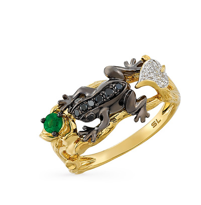 Золотое кольцо с изумрудами и бриллиантами в Ростовe-на-Дону