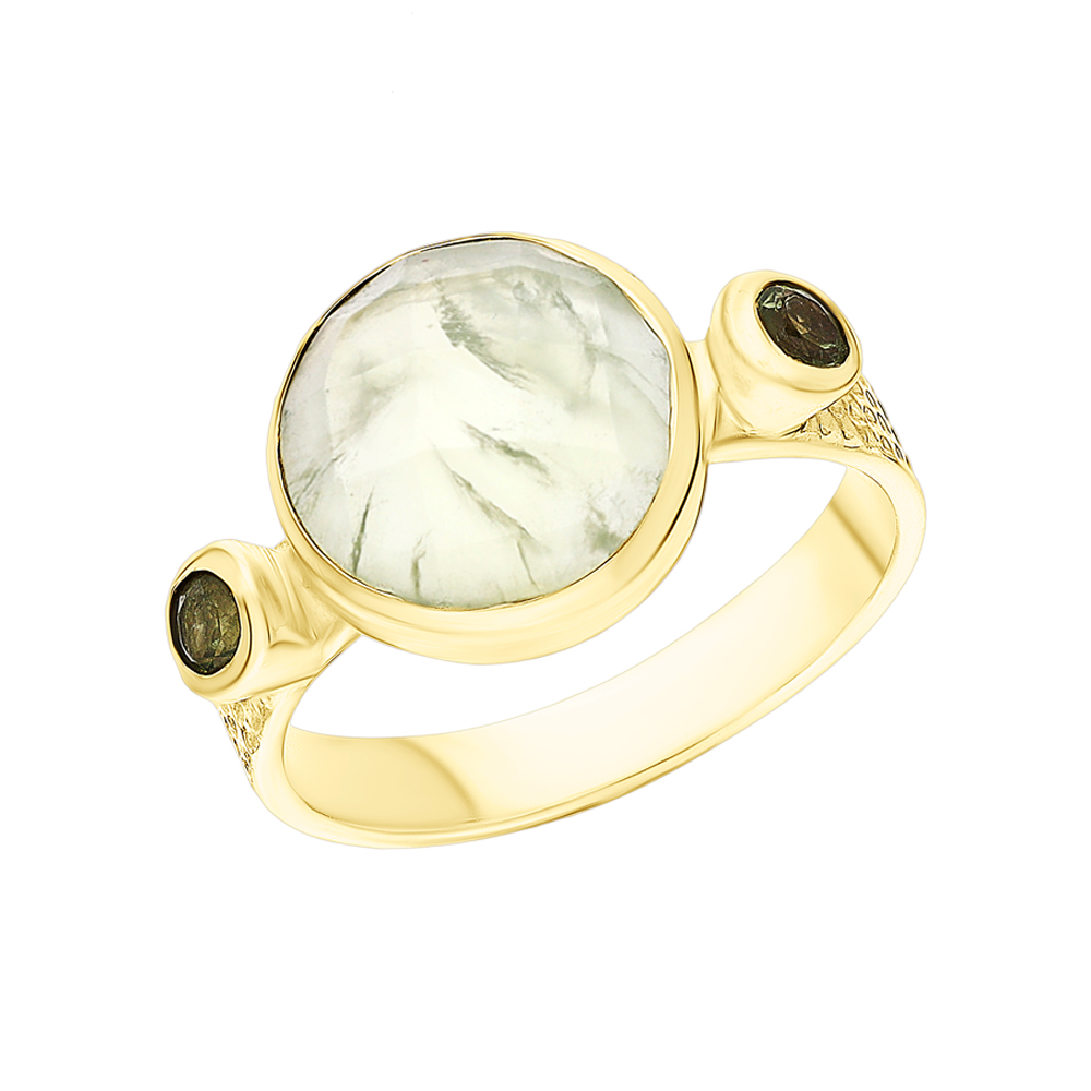 Серебряное кольцо с пренитами и хризолитом в Самаре