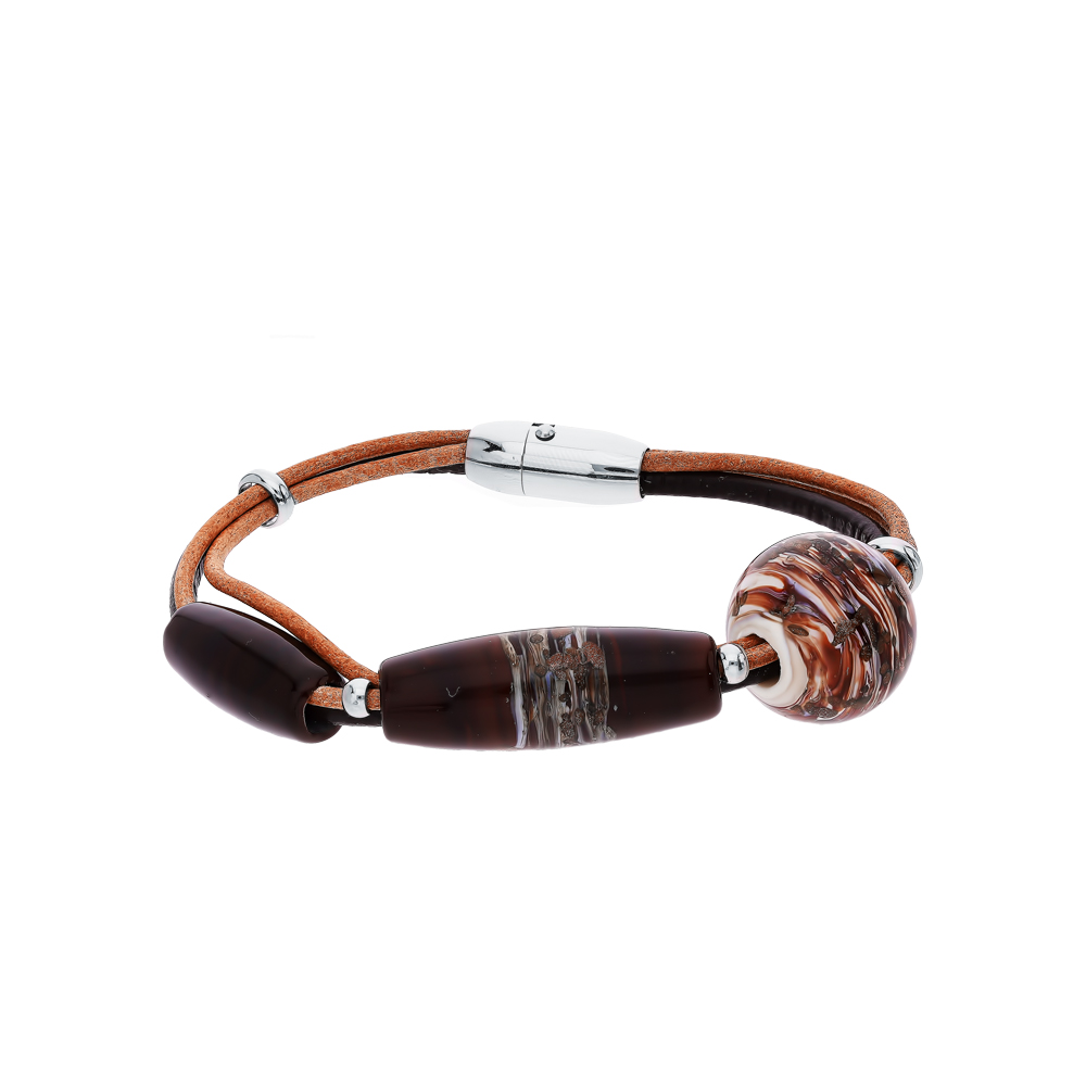 Фото «Кожаный браслет с муранским стеклом»