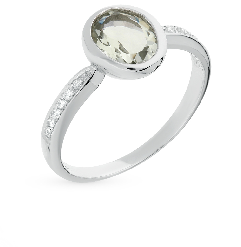 Фото «Серебряное кольцо с фианитами и аметистом»