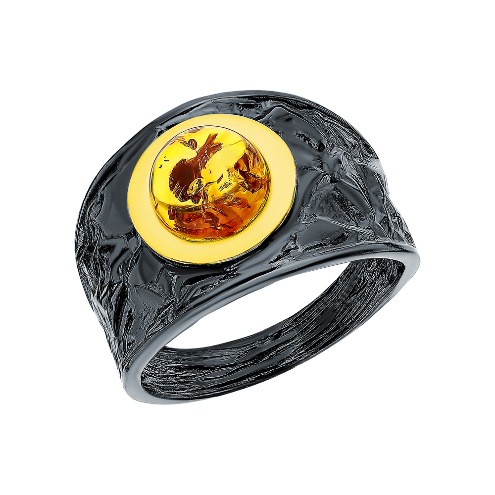 Серебряное кольцо с янтарем в Краснодаре