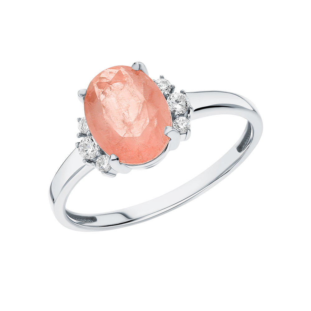 Фото «Серебряное кольцо с фианитами и кварцами розовыми»