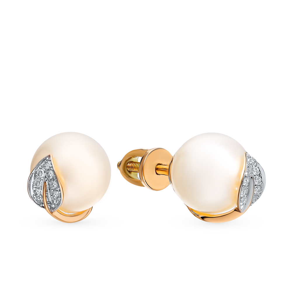 Фото «Золотые серьги с жемчугом и бриллиантами»