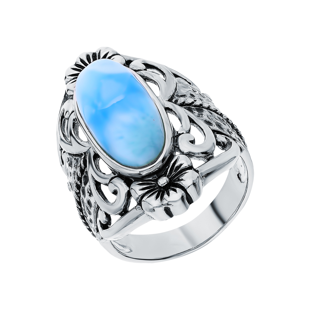Серебряное кольцо с ларимаром в Краснодаре