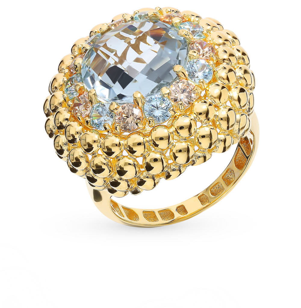 Золотое кольцо с фианитами и топазами в Ростовe-на-Дону