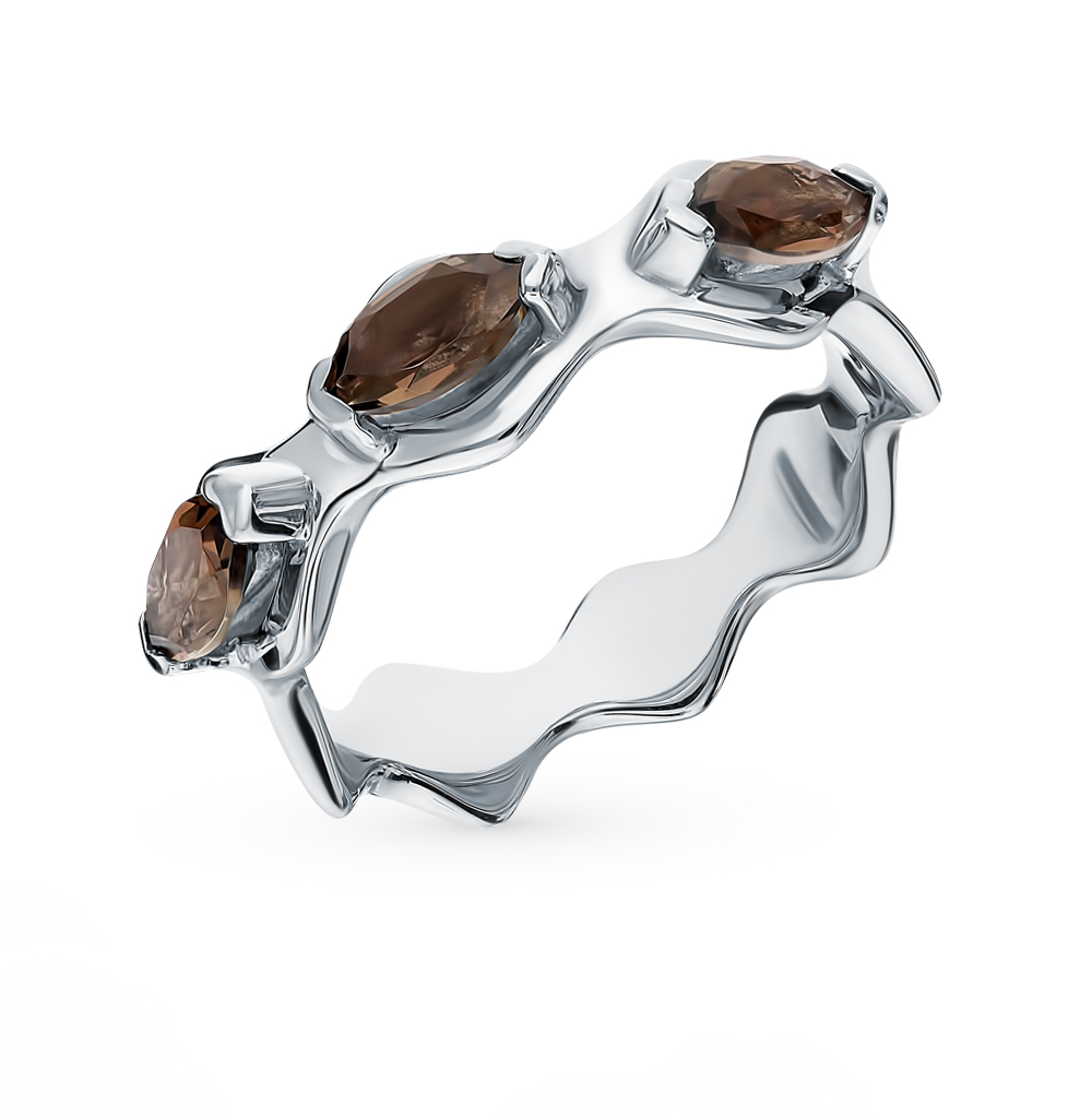 Серебряное кольцо с раухтопазами в Новосибирске