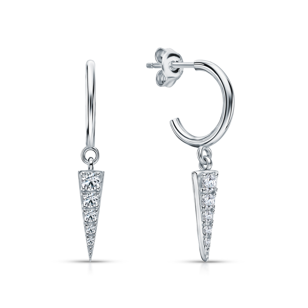Серебряные серьги с фианитами BASTET S58083-C9W-01: белое серебро 925 ...