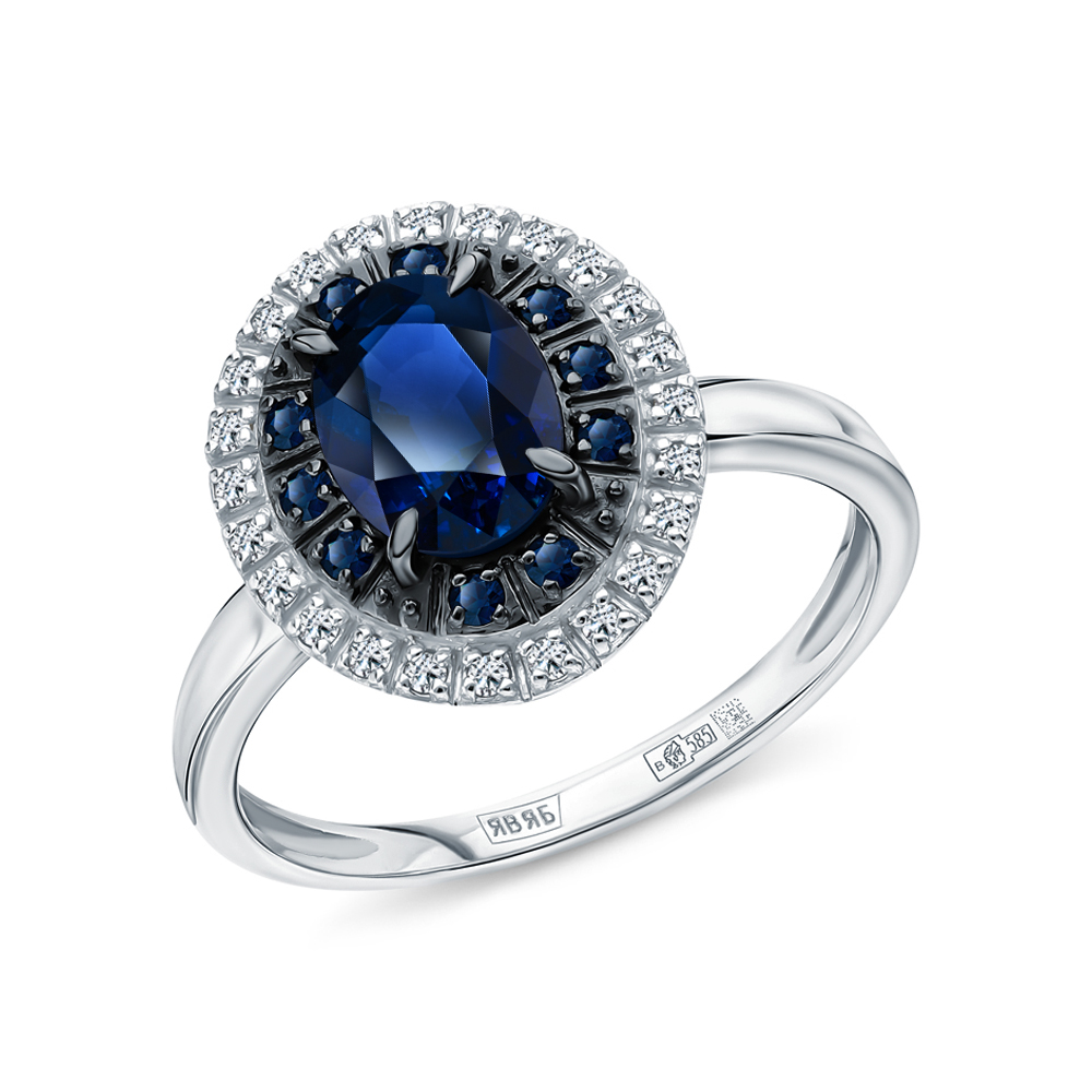 Золотое кольцо с бриллиантами природными и сапфирами природными в Нижнем Новгороде