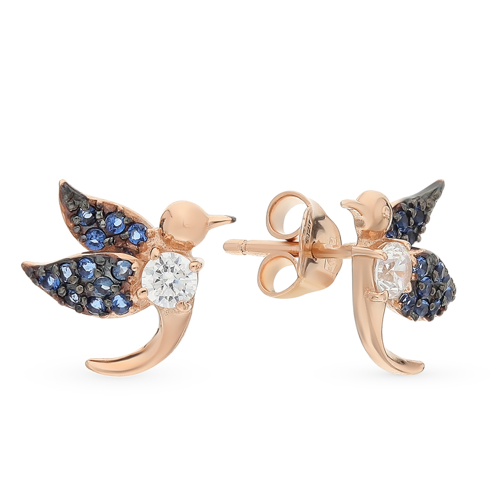 Золотые серьги с фианитами