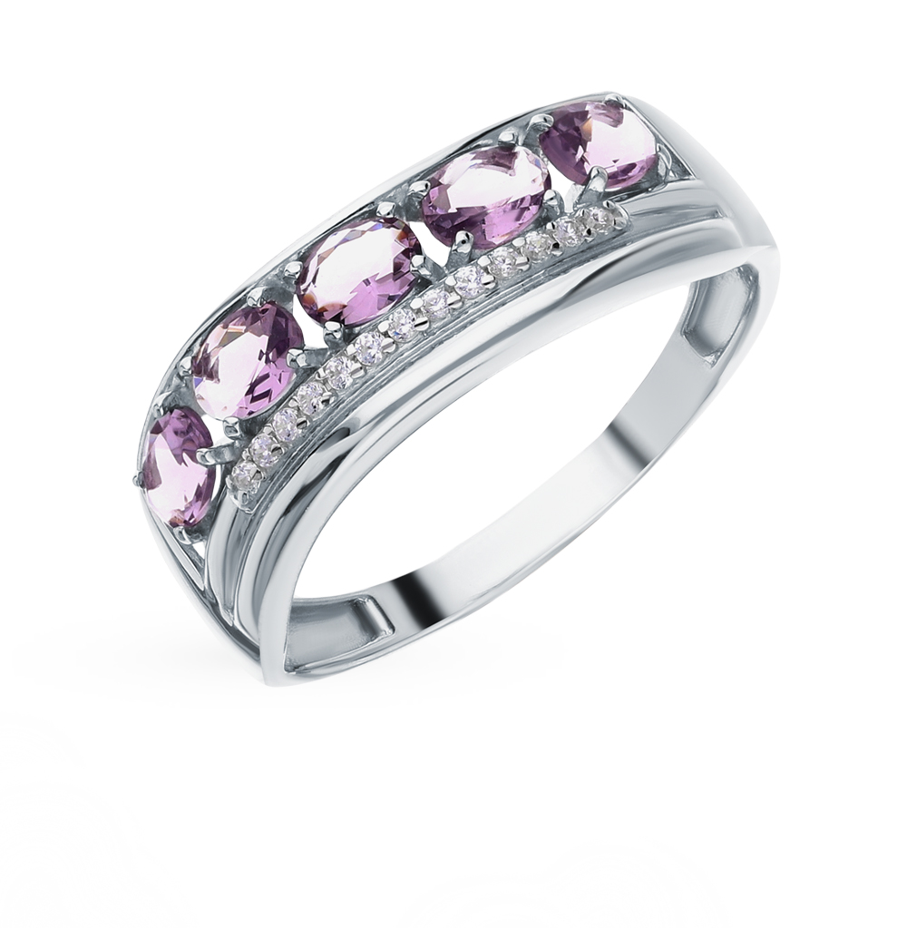 Серебряное кольцо с фианитами и ювелирными кристаллами в Самаре