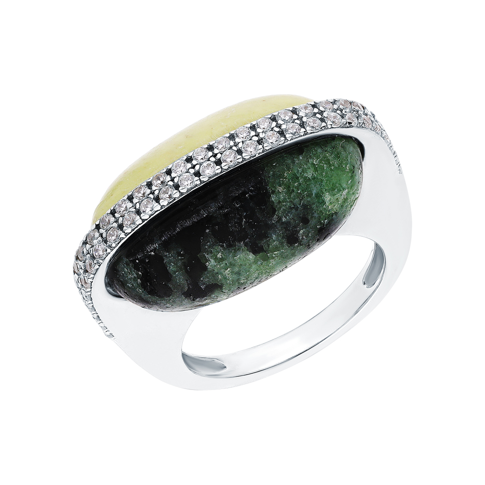 Фото «Серебряное кольцо с смитсонитами и циозитами»