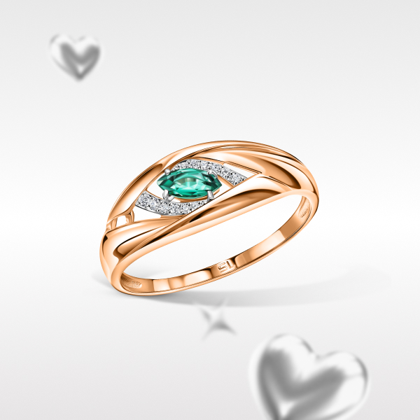 Шикарное кольцо с изумрудом и бриллиантами
