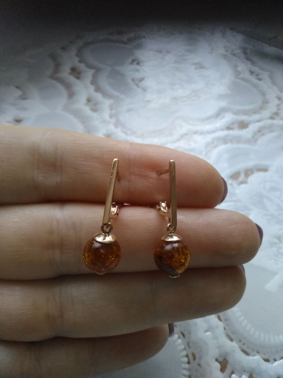 Золотые серьги с янтарем NEW GOLD 104000292568ya*: розовое золото 585 ...