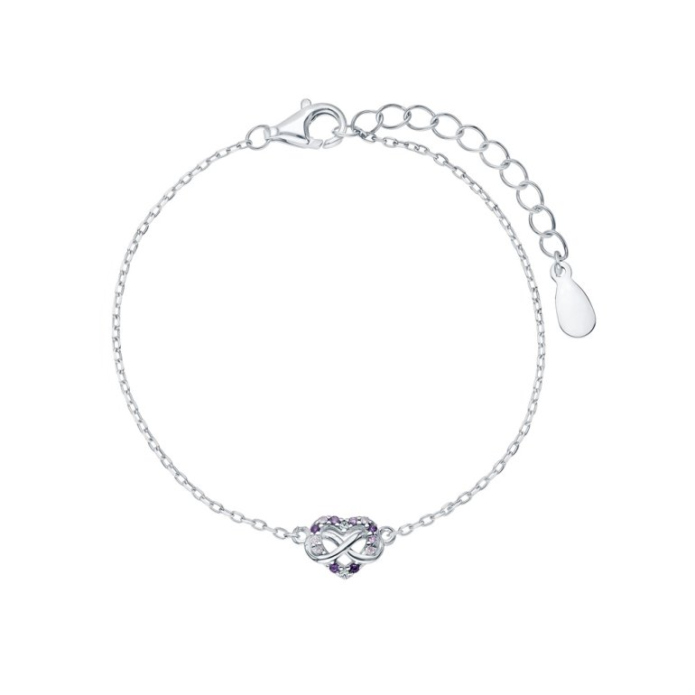 Серебряный браслет с фианитами и корундом