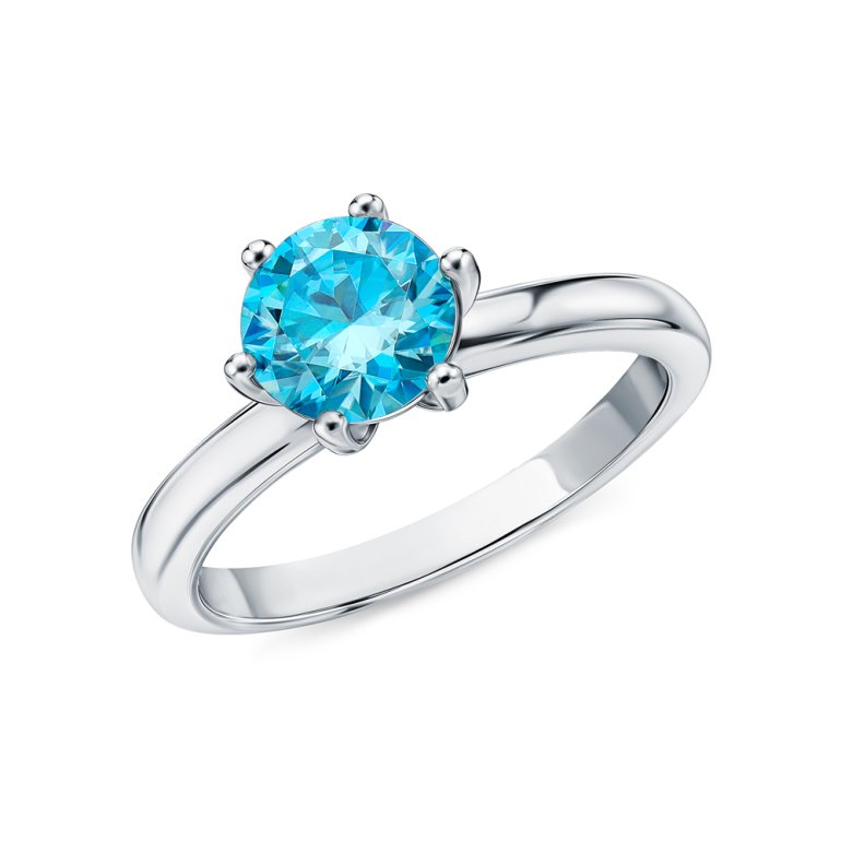 Серебряное кольцо с муассанитом параиба S43342-K9W-01